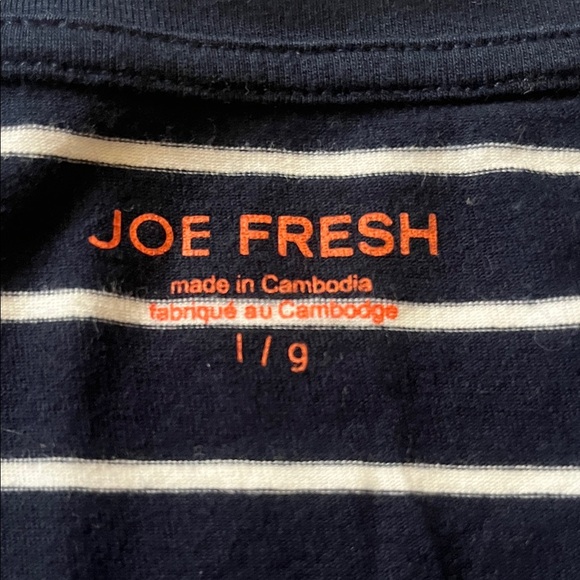 Joe Fresh Women's Long Sleeve Navy and White Striped Tee - Picture 2 of 3